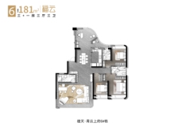 青云上府3室3厅1厨3卫建面181.0㎡