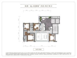 源启金沙4室2厅1厨2卫建面128.0㎡
