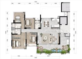 银海·兰亭四季4室2厅1厨3卫建面143.0㎡