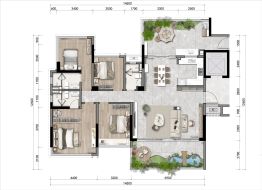 银海·兰亭四季4室2厅1厨3卫建面143.0㎡