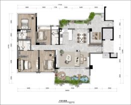 银海·兰亭四季4室2厅1厨3卫建面170.0㎡