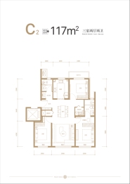 晓月和风3室2厅1厨2卫建面117.0㎡