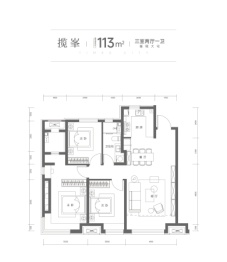 时代之城·朗溪3室2厅1厨1卫建面113.0㎡