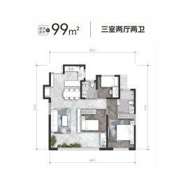 信达·凤熙雲著3室2厅1厨2卫建面99.0㎡