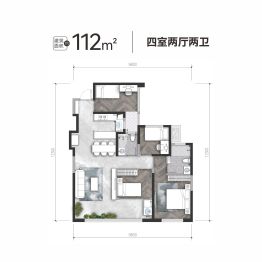 信达·凤熙雲著4室2厅1厨2卫建面112.0㎡