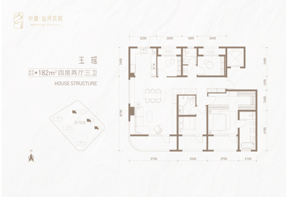 中建运河玖院：五环外TOD枢纽楼盘带运河景观182㎡户型解析