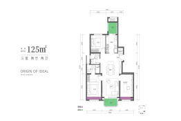 中海·长安源境3室2厅1厨2卫建面125.0㎡