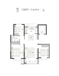 冀兴臻园3室2厅1厨1卫建面106.0㎡
