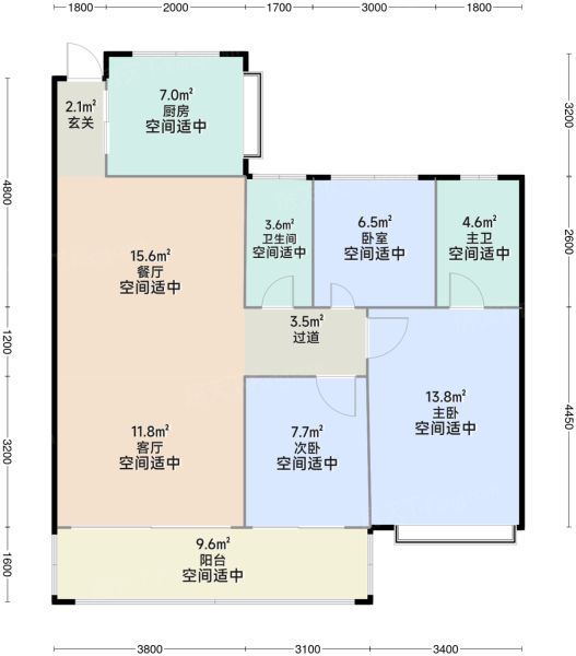 南宁建发央玺3室2厅2卫1厨106.00㎡户型图-南宁房天下