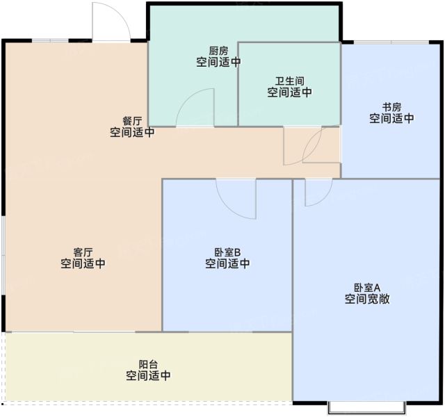 杭州滨湖天地2室2厅1卫1厨84.00㎡户型图-杭州房天下