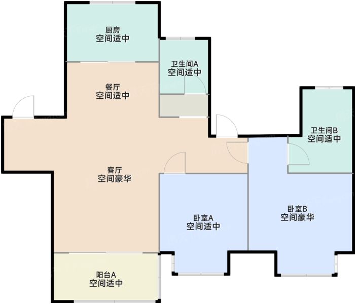 南京时光悦府3室2厅2卫1厨105.00㎡户型图-南京房天下