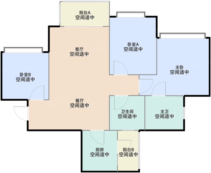 重庆中建星宸3室2厅2卫1厨92.00㎡户型图-重庆房天下