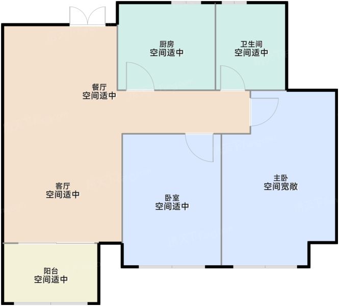 上海恒都·云璟2室2厅2卫1厨72.00㎡户型图-上海房天下