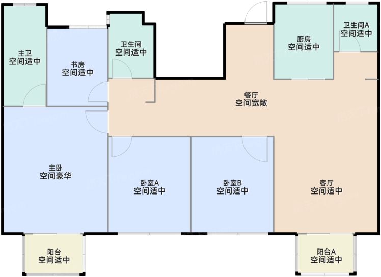 上海恒都·云璟4室2厅2卫1厨160.00㎡户型图-上海房天下