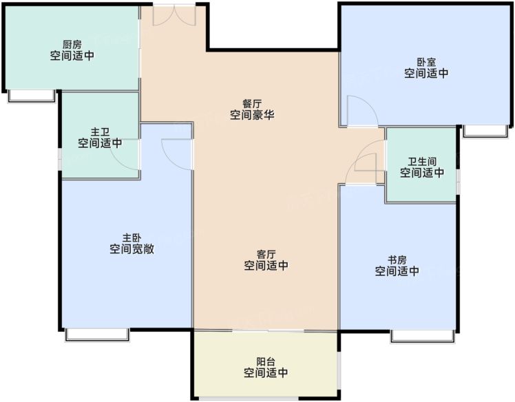 武汉武汉城建·电建|汤湖观筑3室2厅2卫1厨112.00㎡户型图-武汉房天下
