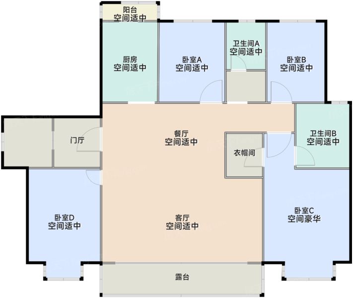 苏州悦茏雅苑4室2厅2卫1厨146.00㎡户型图-苏州房天下