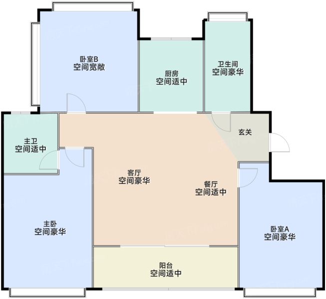 上海建发·朗玥3室2厅2卫1厨108.00㎡户型图-上海房天下