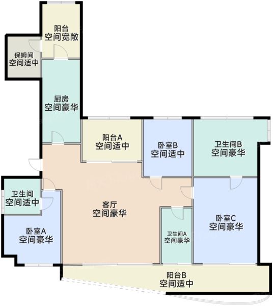 珠海华发绿洋湾3室2厅3卫1厨231.00㎡户型图-珠海房天下