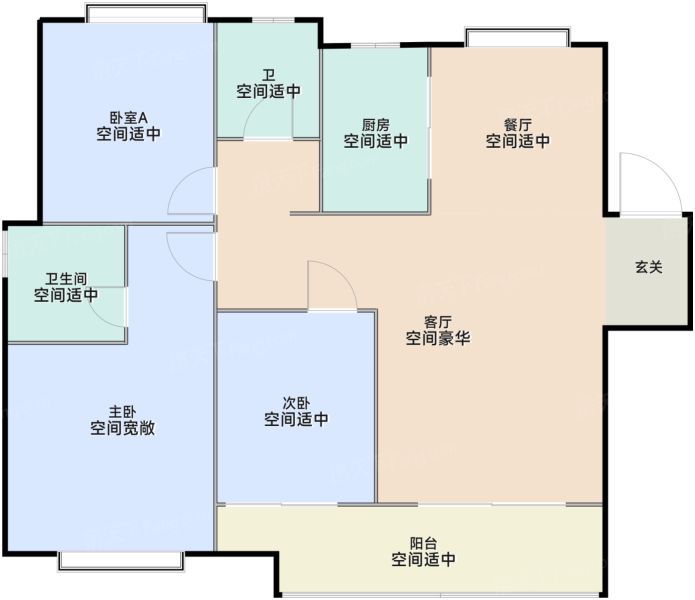 南昌金地金茂九峯府3室2厅2卫1厨106.00㎡户型图-南昌房天下