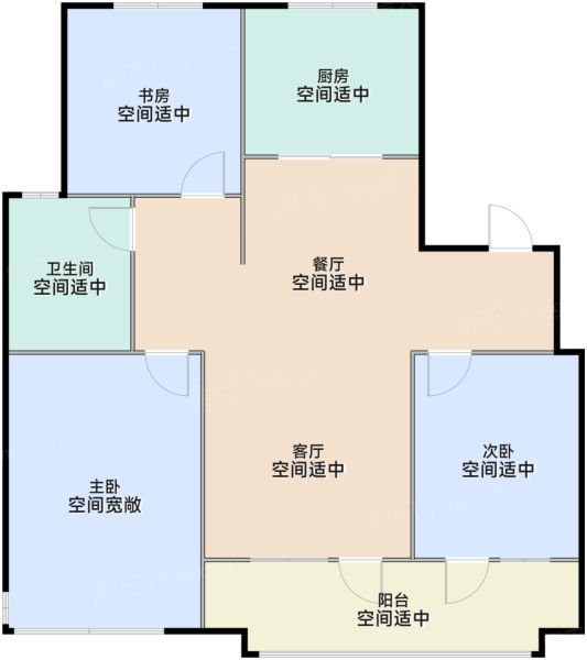济南金科连城·博翠明湖3室2厅1卫1厨105.00㎡户型图-济南房天下