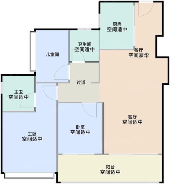 深圳超核中心|润府3室2厅2卫1厨99.00㎡户型图-深圳房天下