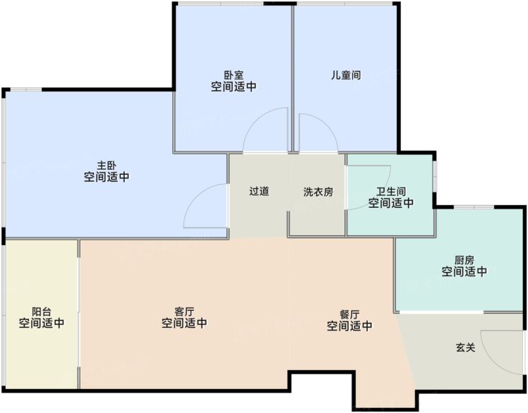 深圳卓越珺奕府3室2厅1卫1厨80.00㎡户型图-深圳房天下