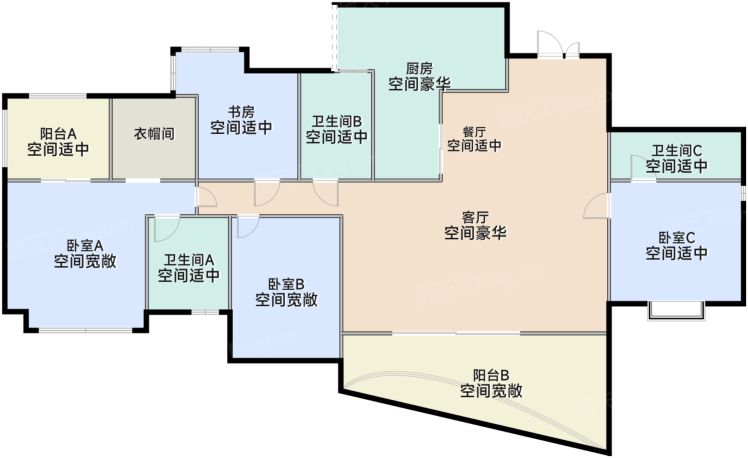 成都麓湖生态城4室2厅3卫1厨200.00㎡户型图-成都房天下