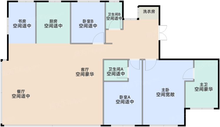 济南云顶1号4室2厅3卫1厨237.00㎡户型图-济南房天下