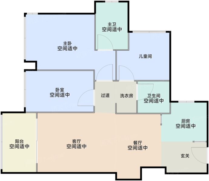 深圳卓越珺奕府3室2厅2卫1厨89.00㎡户型图-深圳房天下