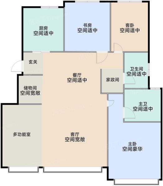唐山中海·臻如府4室2厅2卫1厨143.00㎡户型图-唐山房天下