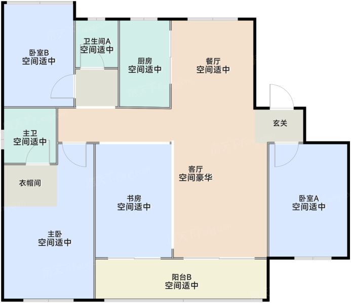 株洲金地天元汇4室2厅2卫1厨142.00㎡户型图-株洲房天下