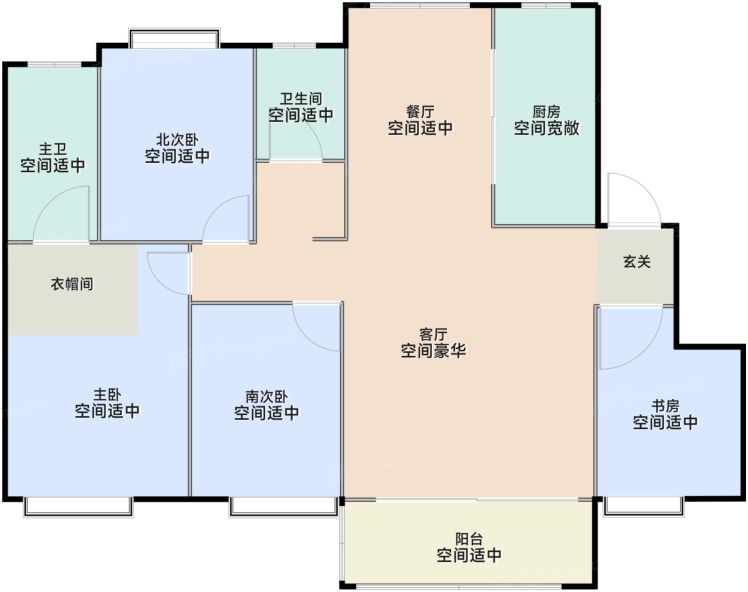 上海新华星耀东方4室2厅2卫1厨136.00㎡户型图-上海房天下