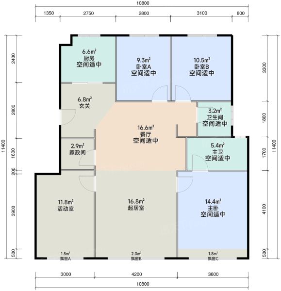 北京住总·清樾府4室2厅2卫1厨126.00㎡户型图-北京房天下