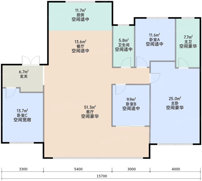 合肥中海臻如府4室2厅2卫1厨186.00㎡户型图-合肥房天下