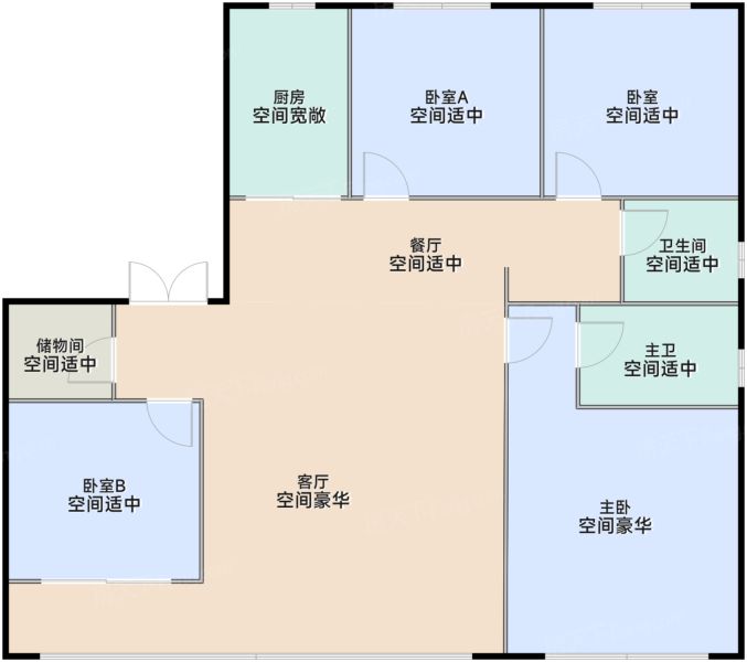 武汉建发璞玥4室2厅2卫1厨138.00㎡户型图-武汉房天下