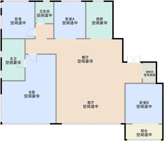 武汉建发璞玥4室2厅2卫1厨164.00㎡户型图-武汉房天下