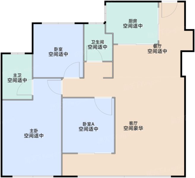 武汉建发璞玥3室2厅2卫1厨117.00㎡户型图-武汉房天下