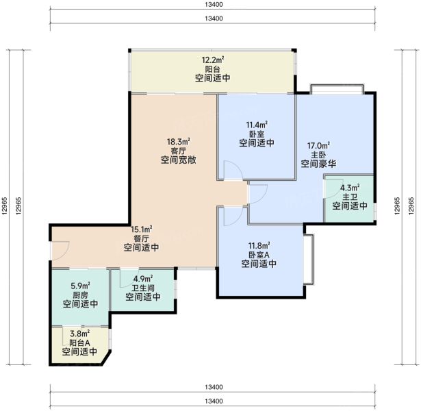 重庆中海·渝中云锦3室2厅2卫1厨116.59㎡户型图-重庆房天下