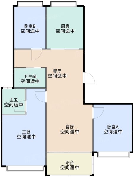 上海越秀·苏河和樾府3室2厅2卫1厨103.00㎡户型图-上海房天下