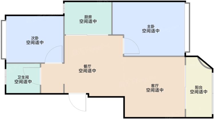 上海前滩公馆·澜墅2室2厅1卫1厨85.00㎡户型图-上海房天下