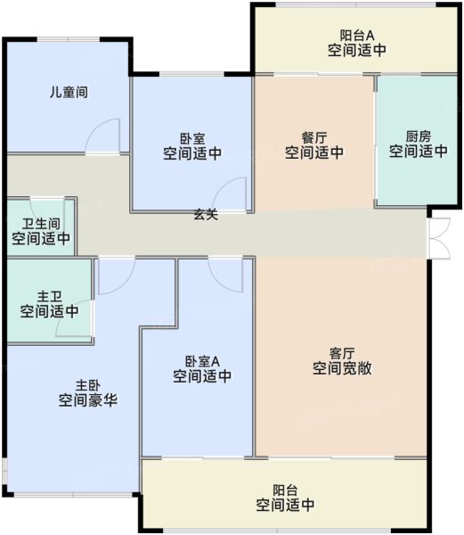 郑州高新城开·松云缦4室2厅2卫1厨142.14㎡户型图-郑州房天下