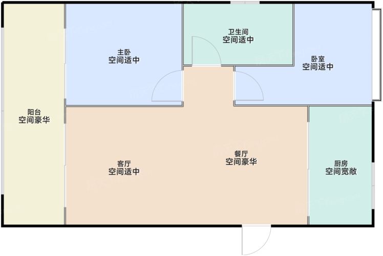 郑州高新城开·松云缦2室2厅1卫1厨70.24㎡户型图-郑州房天下