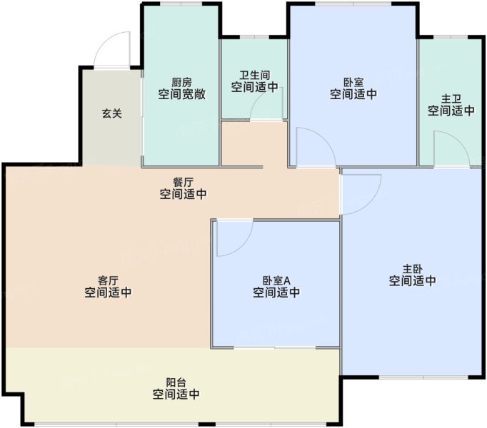 南昌汉昇璟悦府3室2厅2卫1厨106.00㎡户型图-南昌房天下