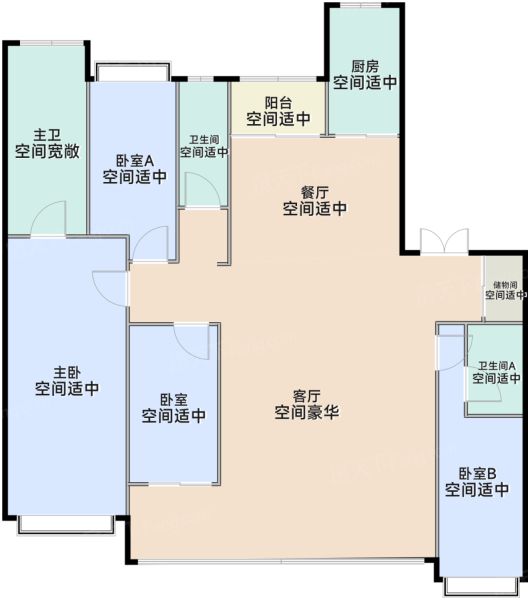 南昌建发朗云4室2厅3卫1厨169.00㎡户型图-南昌房天下