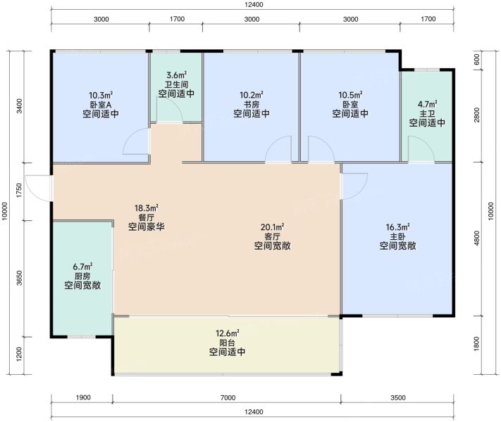成都华润置地中环天宸4室2厅2卫1厨123.00㎡户型图-成都房天下