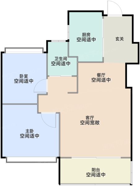 上海绿城·沁香园2室2厅1卫1厨85.00㎡户型图-上海房天下