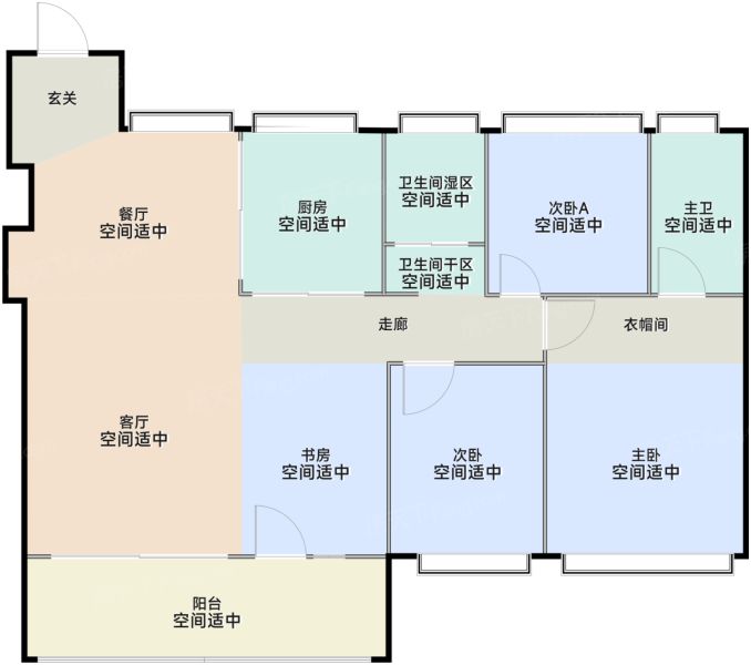 上海绿城·沁香园4室2厅2卫1厨136.00㎡户型图-上海房天下