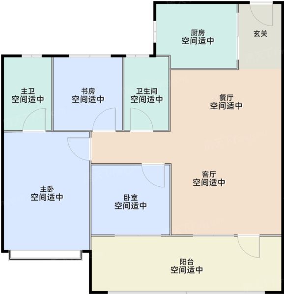 青岛中海寰宇时代|雲境3室2厅2卫1厨119.00㎡户型图-青岛房天下