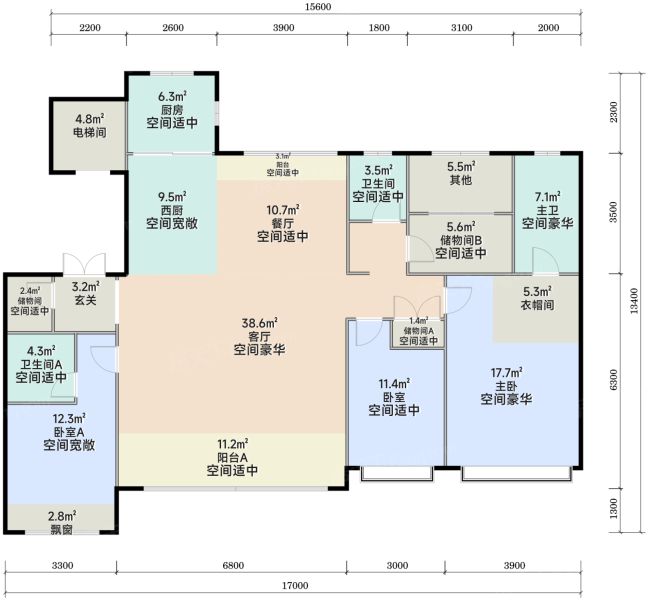 石家庄中海·正太玖章 | 玖里4室2厅3卫1厨189.00㎡户型图-石家庄房天下