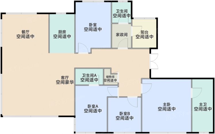 武汉建发望湖4室2厅3卫224.00㎡户型图-武汉房天下